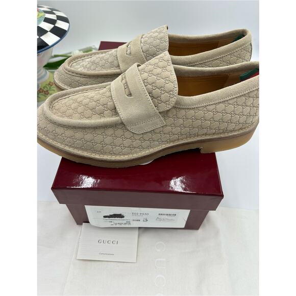Men\'s Gucci, GG monogram web loafers size 10 fits 10.5 US made in Italy main image 7